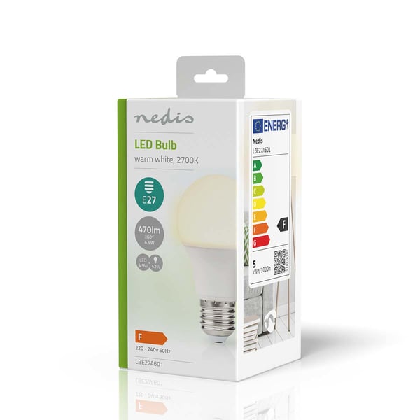 Miniatyrbild 4 av 5: Nedis LBE27A601 energy-saving lamp Varmvitt 2700 K 4,9 W E27 F
