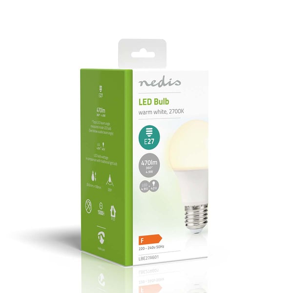 Nedis LBE27A601 energy-saving lamp Varmvitt 2700 K 4,9 W E27 F