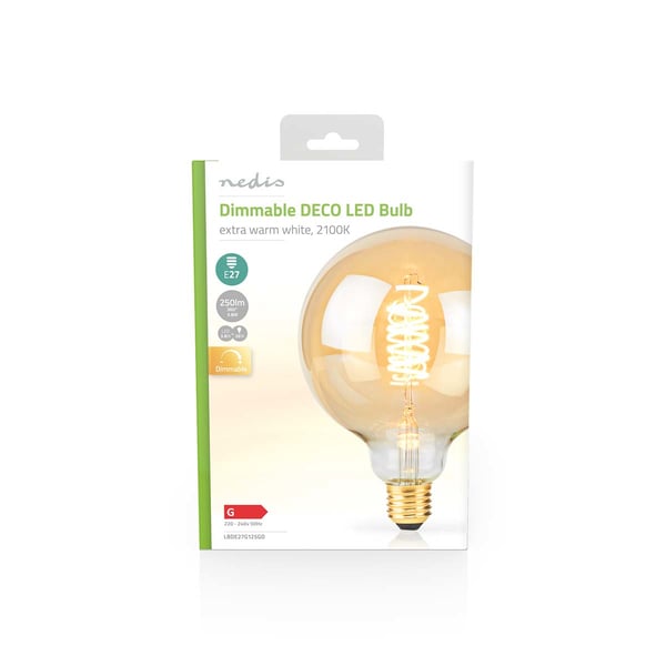 Miniatyrbillede 2 af 3: Nedis LBDE27G125GD LED-lampe Ekstra varmt lys, Varm hvid 2100 K 3,8 W E27 G