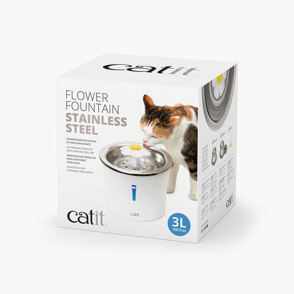 Miniatyrbillede 1 af 2: Catit 43725 vandskål og foderautomat til hund og kat Plast, Rustfrit stål Hvid Automatisk vandautomat til kæledyr