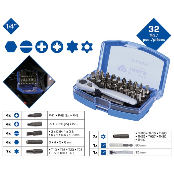 Brilliant Tools BT053532 räikkäväännin 32 kpl
