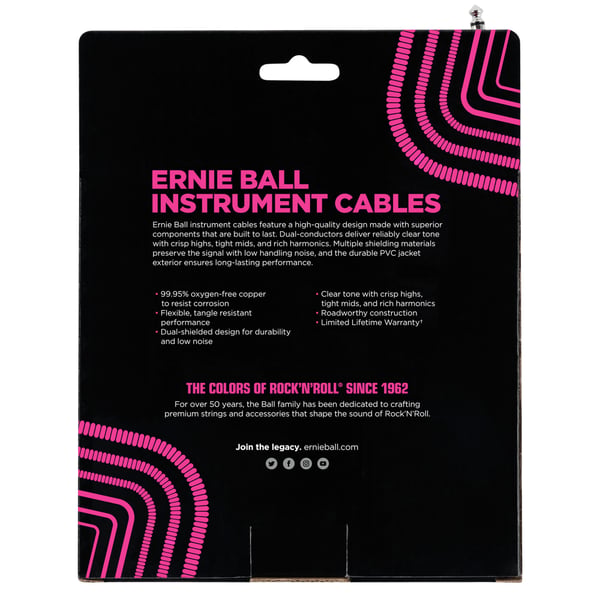 Miniatyrbillede 3 af 3: Ernie Ball P06045 lydkabel 9,14 m 6.35mm Hvid