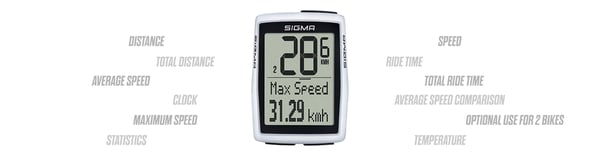 Miniatyrbillede 1 af 6: Sigma Sport 12210 cykelcomputer Kabelforbundet cykelcomputer Hvid