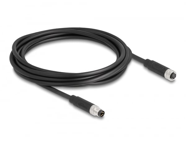 Miniatyrbillede 1 af 3: DeLOCK 80144 sensor- & aktuatorkabel 3 m RKF M8 Sort