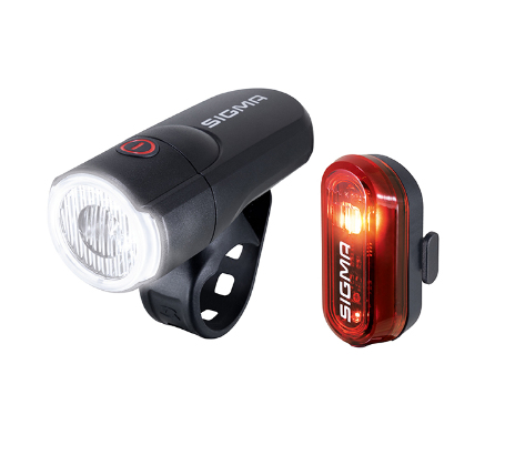 Sigma Sport Aura 30 + Curve Set Baglys + forlys (sæt) LED 30 lm