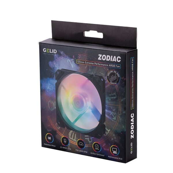 Gelid Solutions FN-ZODIAC-01 Computerkølesystem Computerkabinet Ventilator 12 cm Sort 1 stk