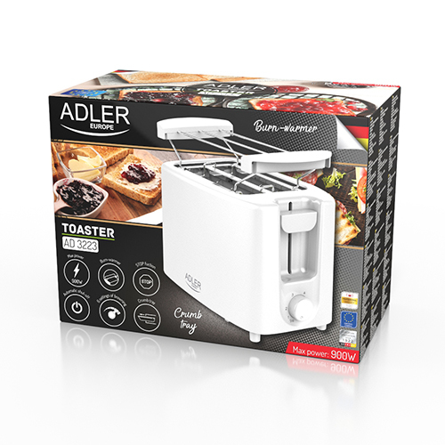 Miniatyrbillede 5 af 13: Adler AD 3223 brødrister 6 2 skive(r) 750 W Hvid