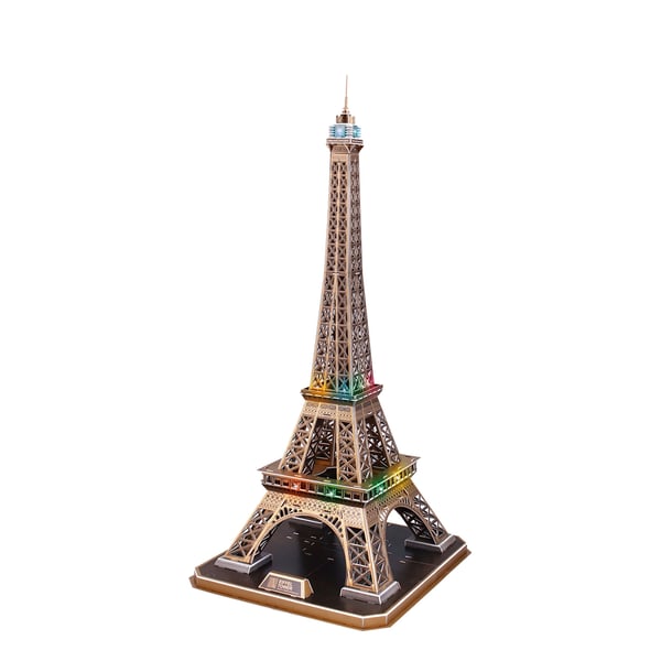 Miniatyrbild 3 av 4: CubicFun Eiffel Tower LED 3D-pussel 84 styck Byggnader
