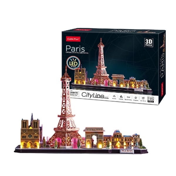 CubicFun Paris LED 3D-pussel 115 styck Byggnader