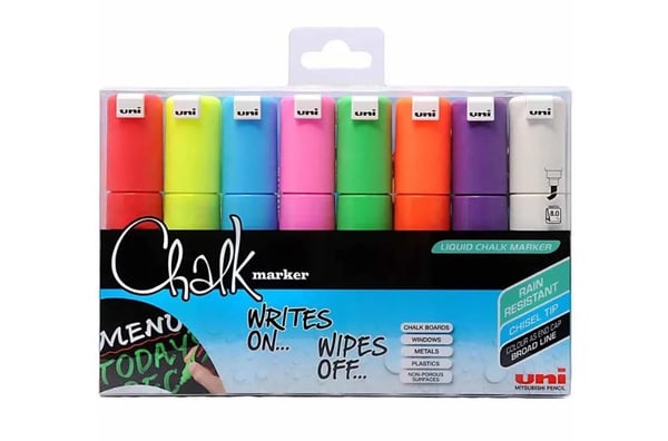 Uni-Ball ChalkGlass PWE-8K Monivärinen 8 kpl