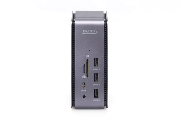 Digitus DA-70897 kannettavien tietokoneiden telakka ja porttitoistin Langallinen USB 3.2 Gen 1 (3.1 Gen 1) Type-C Musta, Harmaa