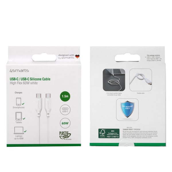 Miniatyrbillede 5 af 7: 4smarts 468761 USB-kabel USB 2.0 1,5 m USB C 0,48 Gbit/sek. 60 W Hvid