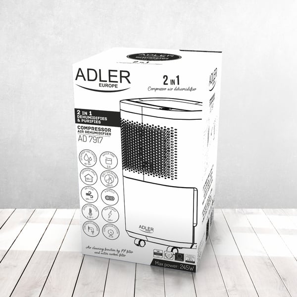 Pikkukuva 2 / 7: Adler AD 7917 ilmankuivain 2,2 L 45 dB 200 W Valkoinen