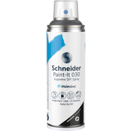 Schneider Schreibgeräte Paint-It 030 Supreme DIY Spray akrylfärger 200 ml Grå Sprayburk