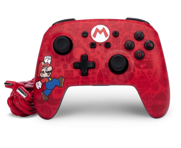 PowerA Here We Go Mario Sort, Rød Bluetooth/USB Gamepad Analog Nintendo Switch