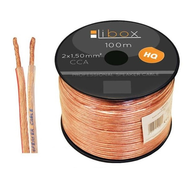 Libox Kabel głośnikowy 2×1,50mm LB0008 lydkabel 100 m Transparent