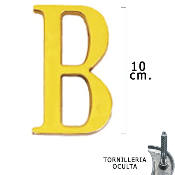 Wolfpack Letra Latón 'B' 10 cm. con Tornilleria Oculta (Blister 1 Pieza)