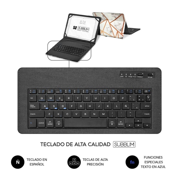 Miniatyrbillede 4 af 6: SUBBLIM SUBKT5-BTTW10 tastatur til mobil enhed QWERTY Spansk Bluetooth Flerfarvet