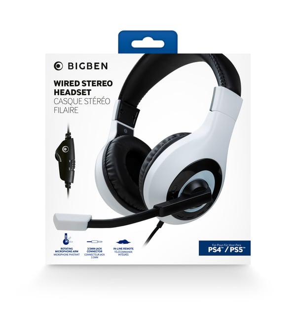 Miniatyrbillede 9 af 10: Bigben Interactive Wired Stereo Gaming Headset V1 Hovedtelefoner Ledningsført Spil Sort, Hvid
