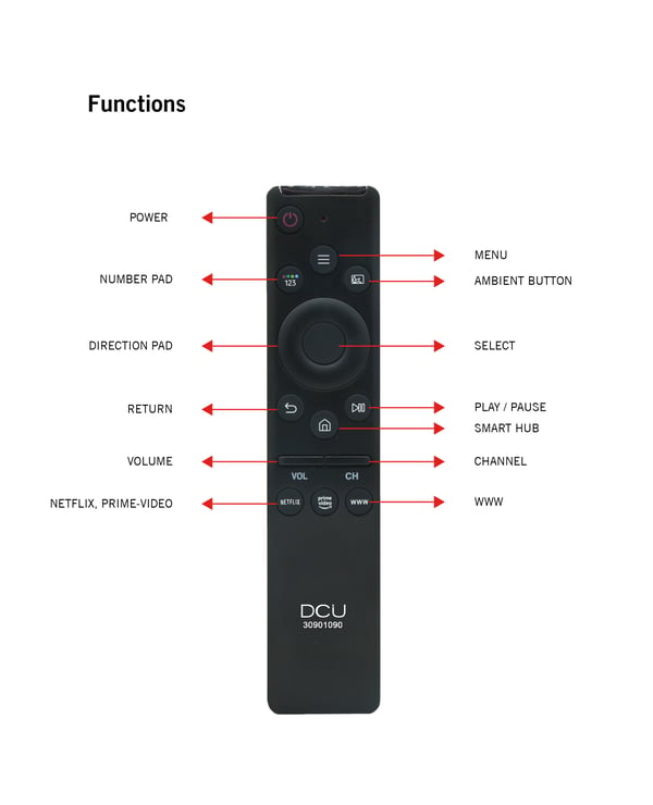 Miniatyrbillede 4 af 4: DCU Advance Tecnologic 30901090 fjernbetjening IR trådløs TV, TV tuner, TV set-top-boks Tryk på knapper