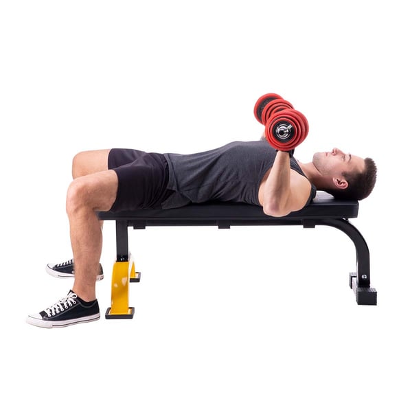 Miniatyrbillede 9 af 11: HMS Fitness L8012 Flad vægttræningsbænk Motionscenter, Hjem Sort, Gul