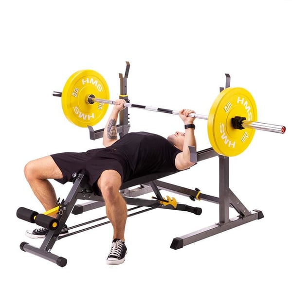 Pikkukuva 7 / 16: HMS Fitness LSR8311 Tasainen painonnostopenkki Säädettävä istuin Koti Musta, Keltainen