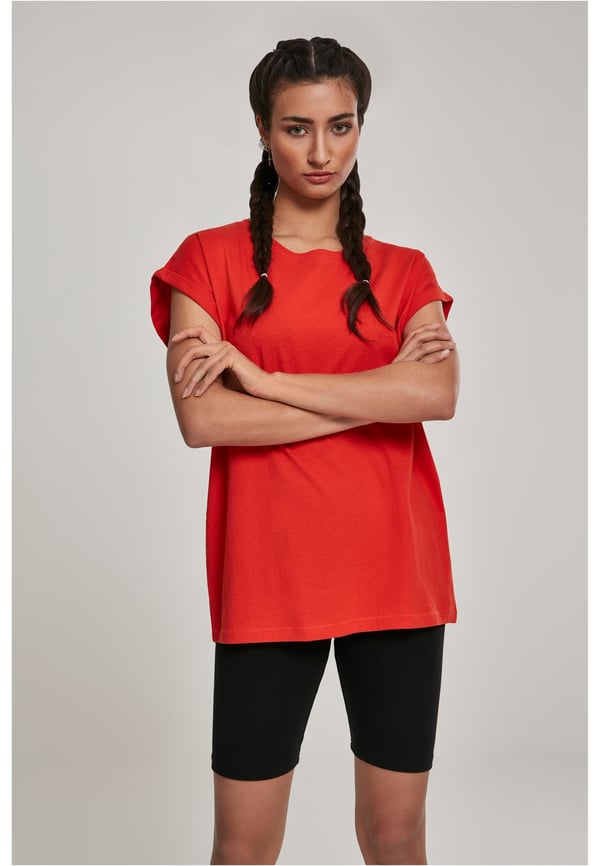 Urban Classics Ladies Extended Shoulder Tee T-paita Pyöreä kaula-aukko Lyhyt hiha Puuvilla, Neulekangas