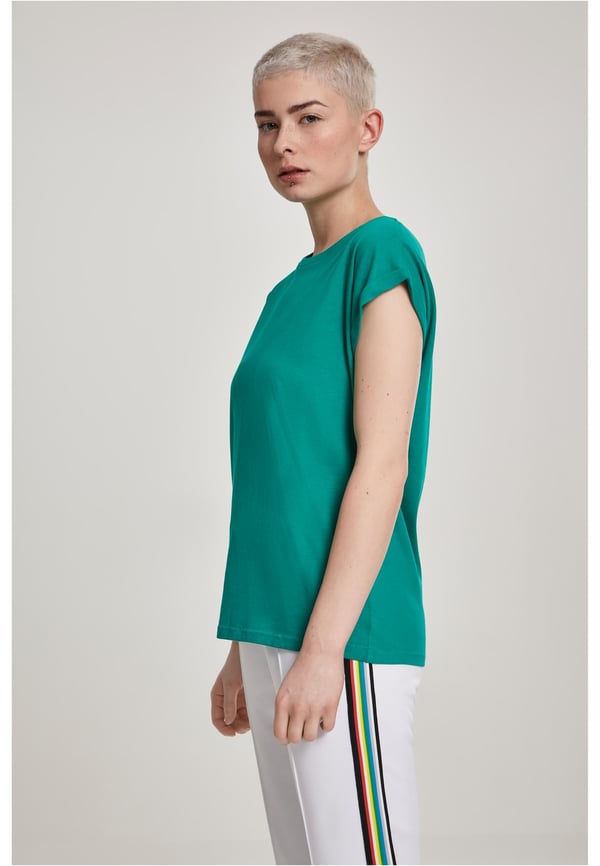Urban Classics Ladies Extended Shoulder Tee T-paita Pyöreä kaula-aukko Lyhyt hiha Puuvilla, Neulekangas
