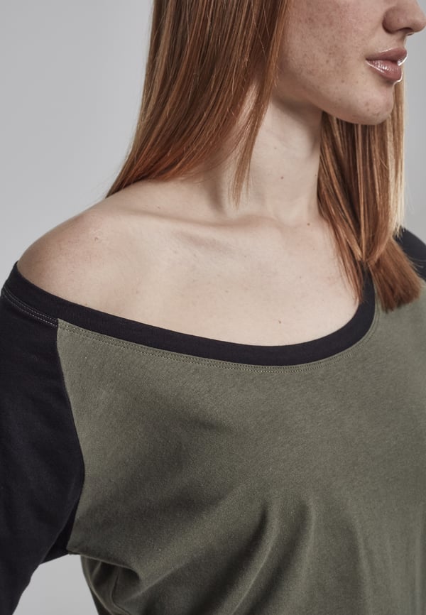 Urban Classics Ladies 3/4 Contrast Raglan Tee T-shirt Rund hals 3/4 ærme Bomuld