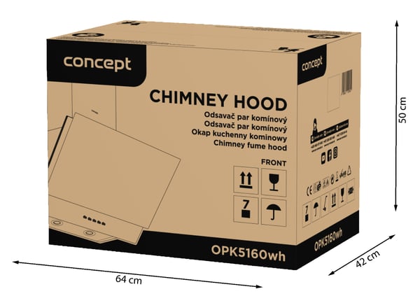 Miniatyrbillede 6 af 8: Concept OPK5160WH emhætte Vægmonteret Hvid 550 m³/t