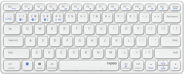 Miniatyrbild 1 av 2: Rapoo E9600M tangentbord Kontor Trådlös RF + Bluetooth QWERTZ tyska Vit