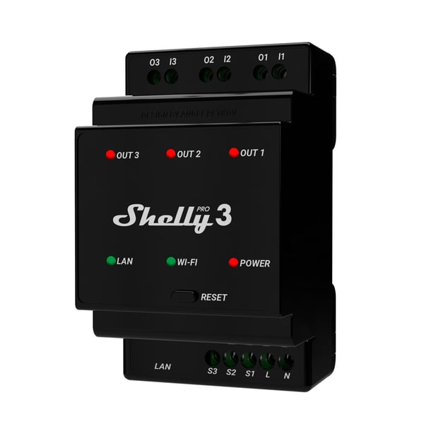 Pikkukuva 1 / 3: Shelly Pro 3 sähkörele Musta
