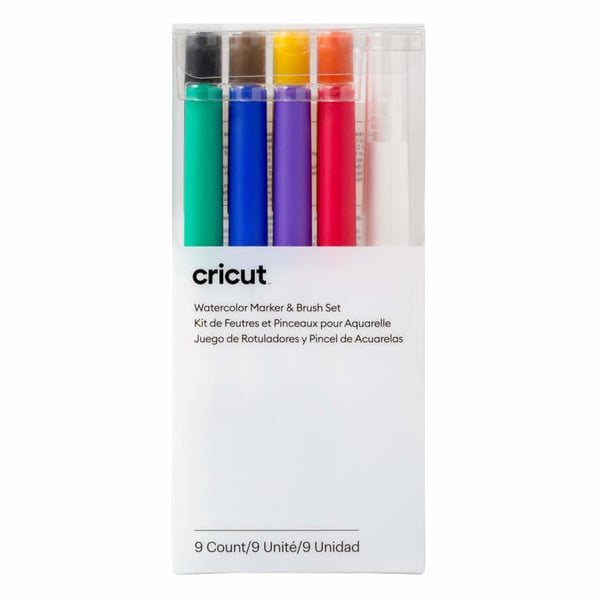 Cricut Watercolor tussi 8 kpl Musta, Sininen, Vihreä, Oranssi, Purppura, Punainen, Keltainen