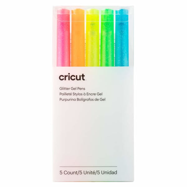 Cricut Glitter Lukket gelepen Blå, Grøn, Orange, Lyserød, Gul 5 stk