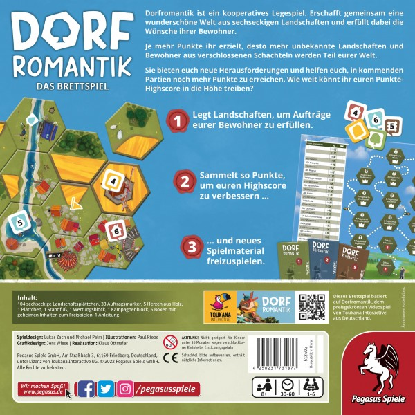 Pegasus Dorfromantik - Das Brettspiel Brädspel Strategi