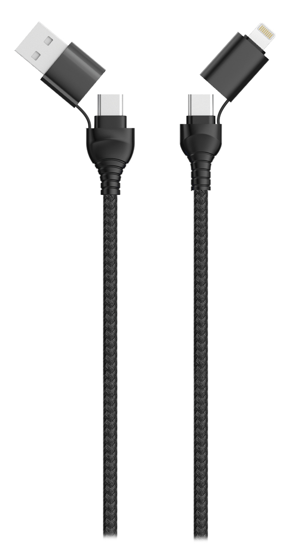 2GO 797369 USB-kabel 1,2 m USB A/USB C USB C/Lightning Sort