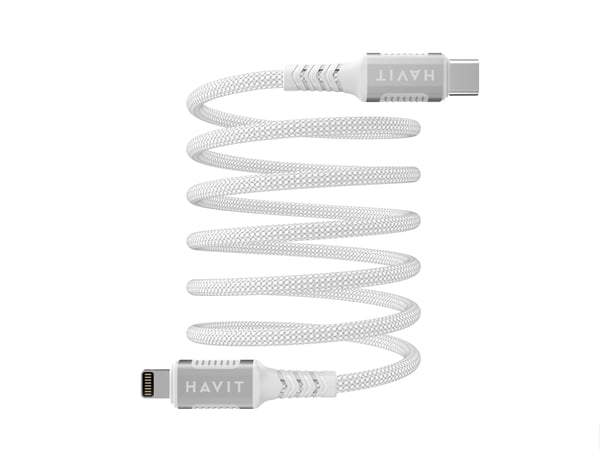 Havit 6939119077570 Lightning kabel 1 m Sølv, Hvid
