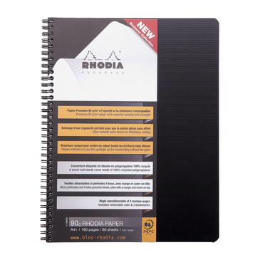 Rhodia 119900C blok og notesblok A4+ 80 ark Sort
