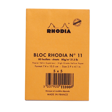 Rhodia N°11 blok og notesblok A7 80 ark Orange
