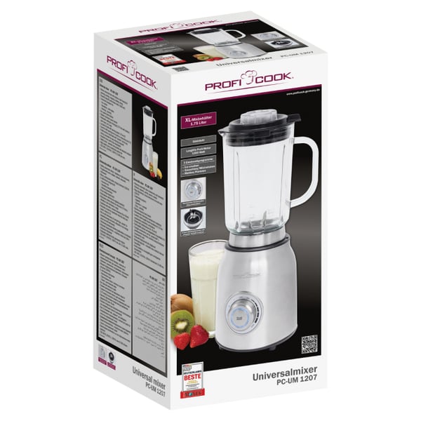 Miniatyrbillede 3 af 3: ProfiCook 501207 røremaskine og mikser Bordmixer 1200 W Rustfrit stål