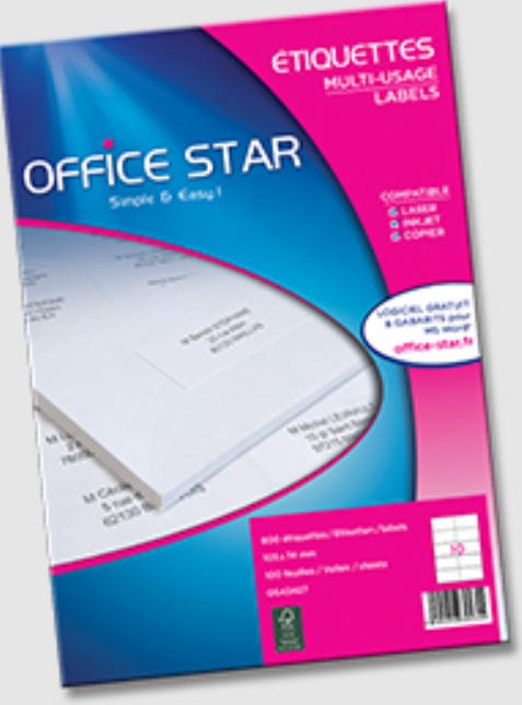 Pikkukuva 1 / 2: Office Star OS43659 liimaetiketti Suorakulmio Kiinteä Valkoinen 1200 kpl