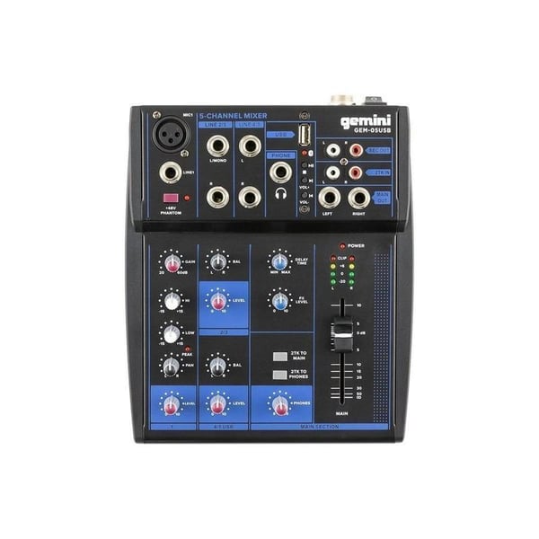 Miniatyrbillede 2 af 3: Gemini GEM-05USB audio mixer 5 kanaler Sort
