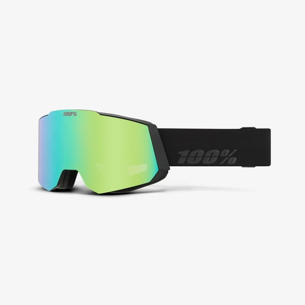 Miniatyrbillede 1 af 2: 100% SNOWCRAFT Goggle vinter sportsbrille Sort Unisex Grøn, Spejl, Turkis Cylindrisk (flad) linse