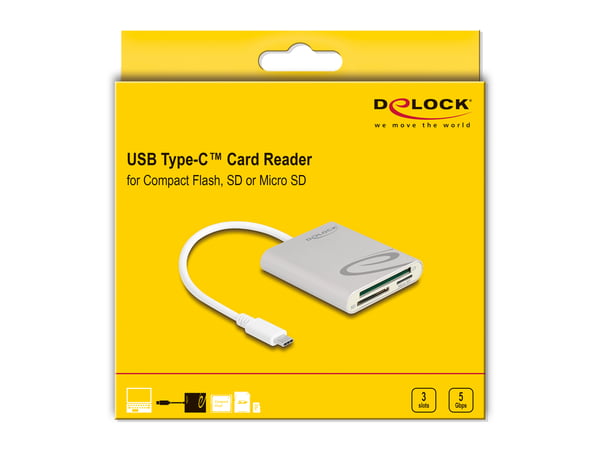 Pikkukuva 2 / 2: DeLOCK 91005 kortinlukija USB 3.2 Gen 1 (3.1 Gen 1) Type-C Harmaa
