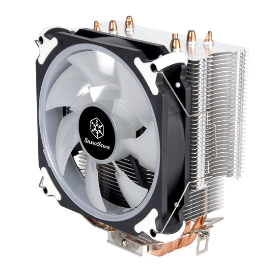Miniatyrbillede 4 af 7: Silverstone AR12 RGB Processor Køler 12 cm Sort, Rustfrit stål, Hvid