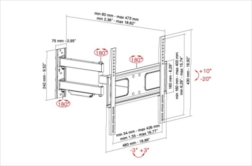 Miniatyrbillede 2 af 2: Munari SP340 tv-beslag 152,4 cm (60") Sort