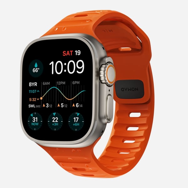 Nomad NM00736685 Smart bærbart (wearable) tilbehør Band Orange Aluminium, Fluoroelastomer