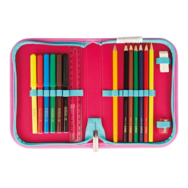 Herlitz SoftLight Plus GreenLine Pink Bubbles skoletaskesæt Pige Polyester Blå, Lyserød