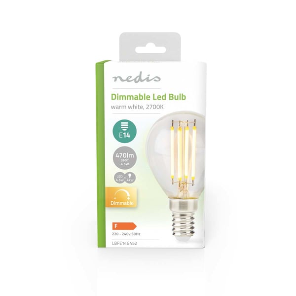 Nedis LBFE14G452 LED-lampe Varm hvid 2700 K 4,5 W E14 F