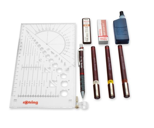 Pikkukuva 3 / 3: rOtring College Set - Toimistotarvikkeet - Musta - 3 kpl